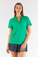 Rubyyaya Plain Collar T-Shirt Emerald