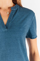 Rubyyaya Plain Collar T-Shirt Navy