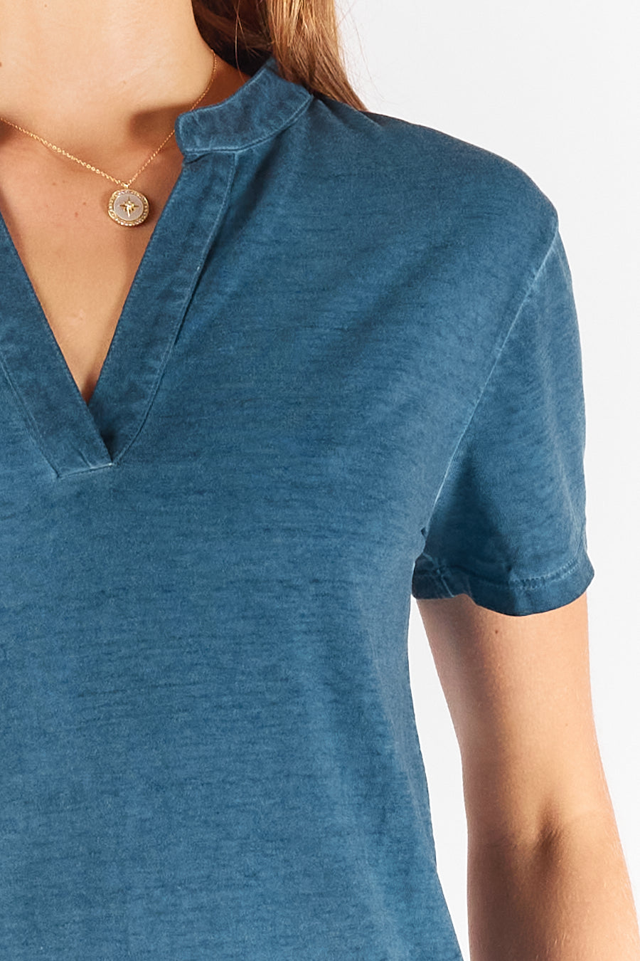 Rubyyaya Plain Collar T-Shirt Navy
