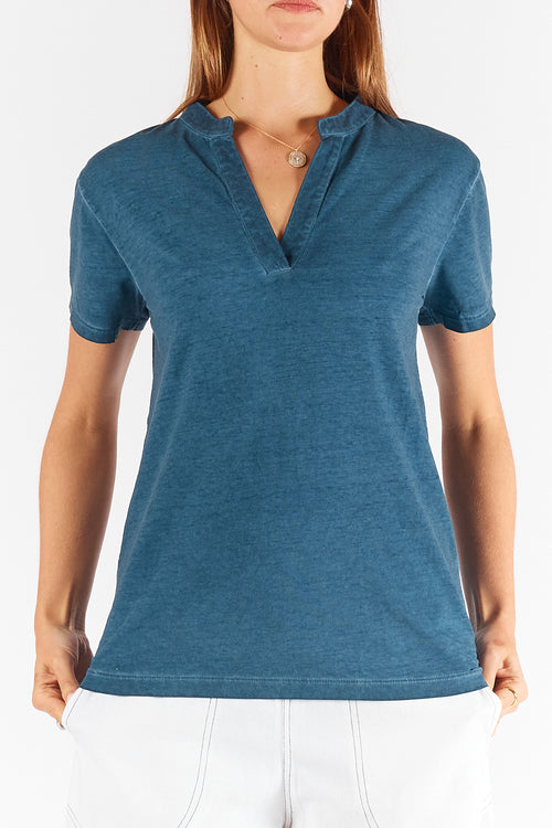 Rubyyaya Plain Collar T-Shirt Navy