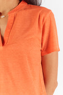 Rubyyaya Plain Collar T-Shirt Coral