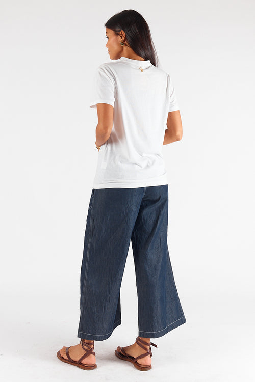 Rubyyaya Plain Collar T-Shirt White