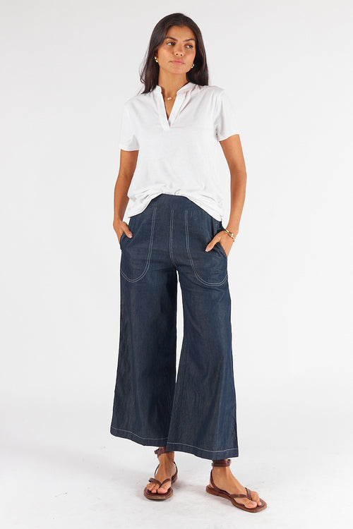 Rubyyaya Plain Collar T-Shirt White