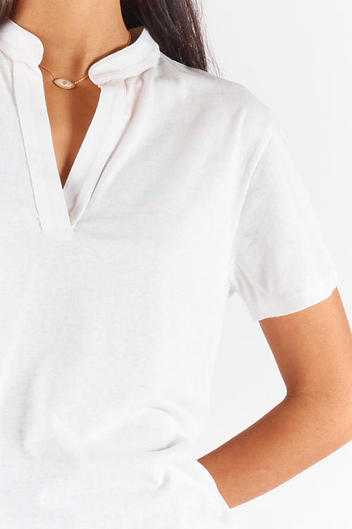 Rubyyaya Plain Collar T-Shirt White