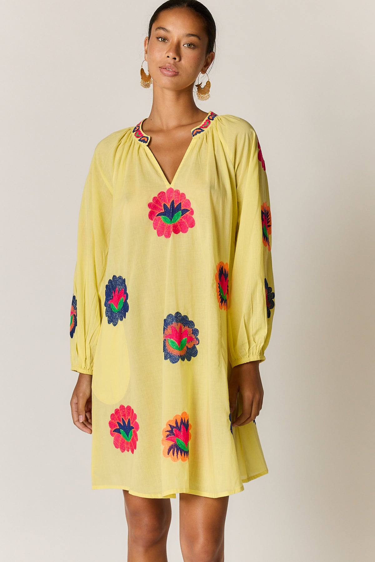 Rubyyaya Posey Tunic Dress Lemon