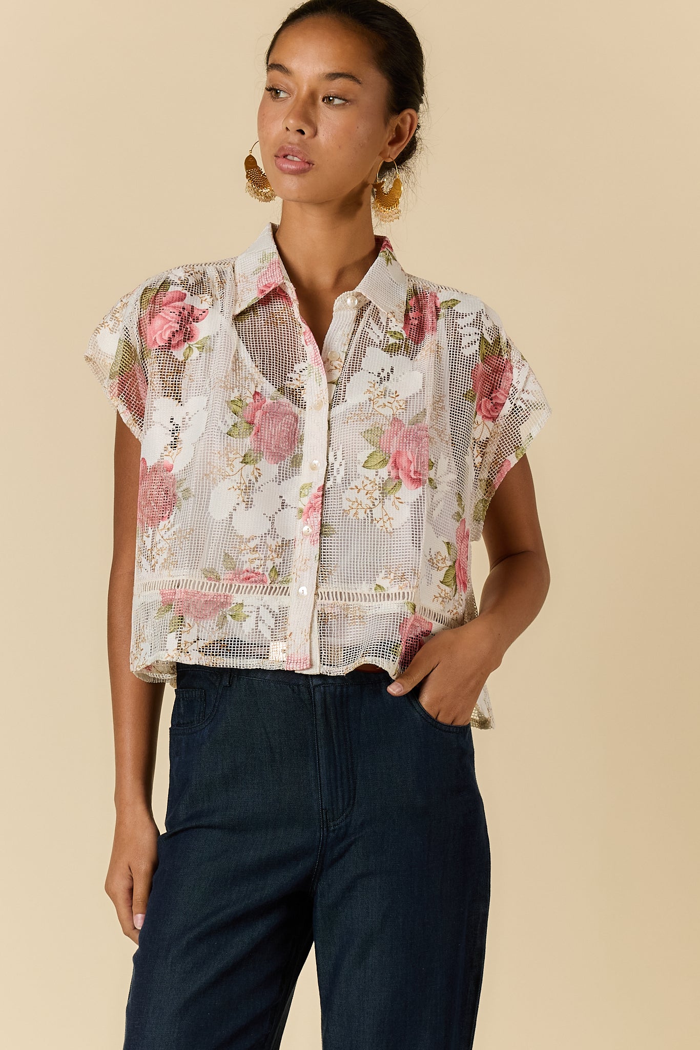 Rubyyaya Rose Shirt White