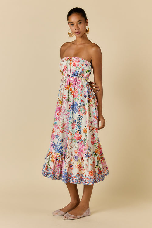 Rubyyaya Songbird Strapless Dress White