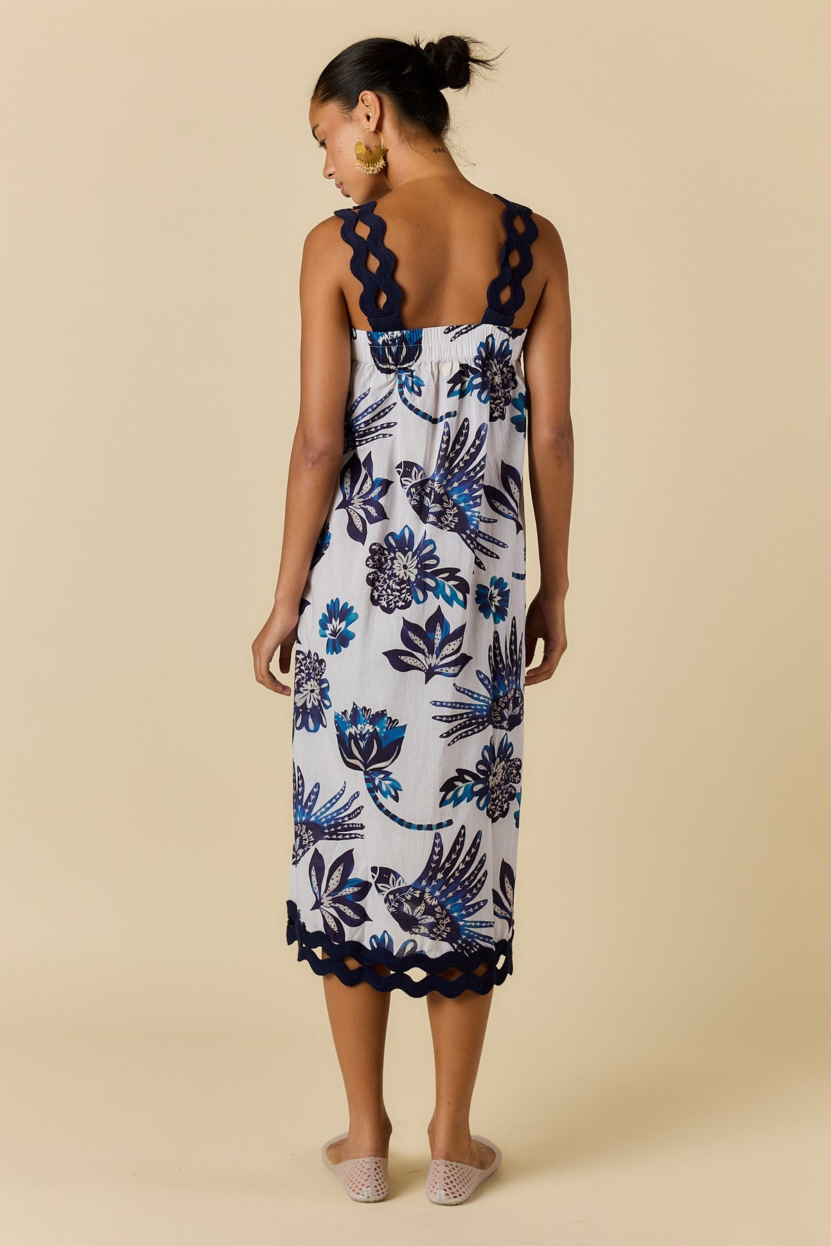 Rubyyaya Tucan Strap Midi Dress Blue