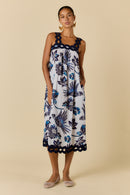 Rubyyaya Tucan Strap Midi Dress Blue