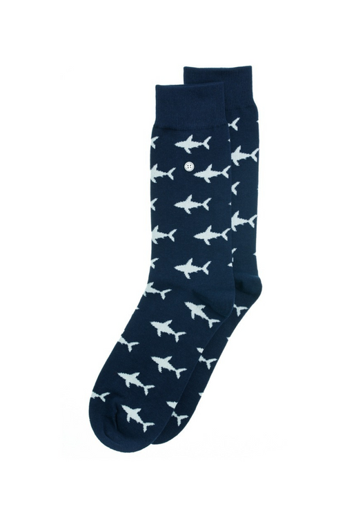 Shark Attack Socks - Navy - Medium