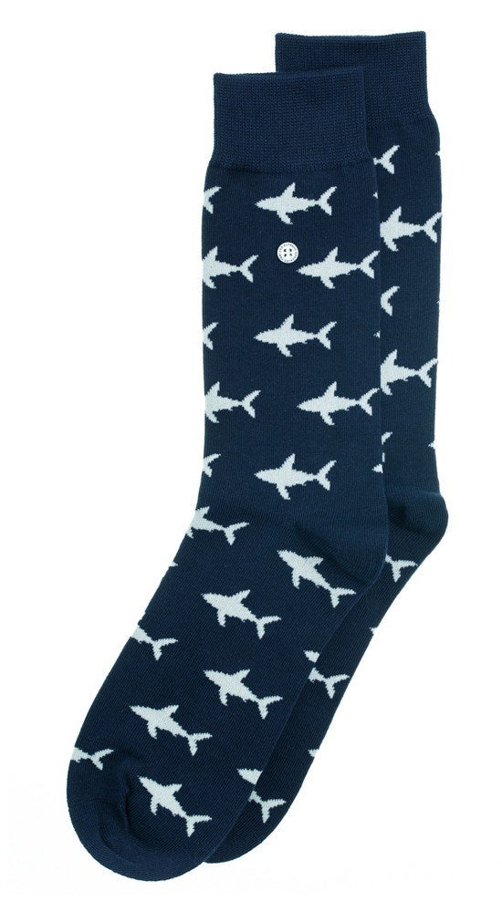 Shark Attack Socks - Navy - Medium