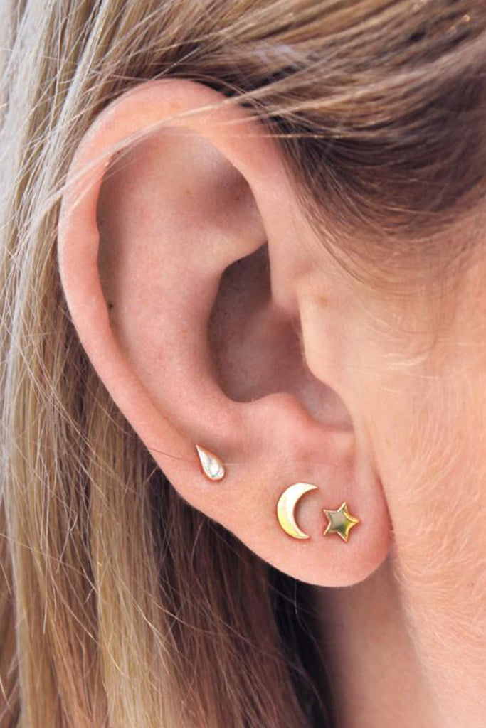 Star & Moon Stud Earrings Gold - Kabana Shop