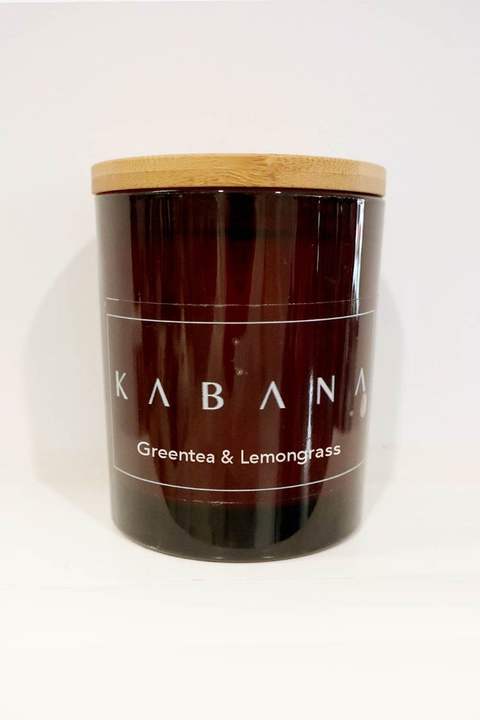 Amber Glass Candle Green Tea & Lemongrass - Kabana Shop