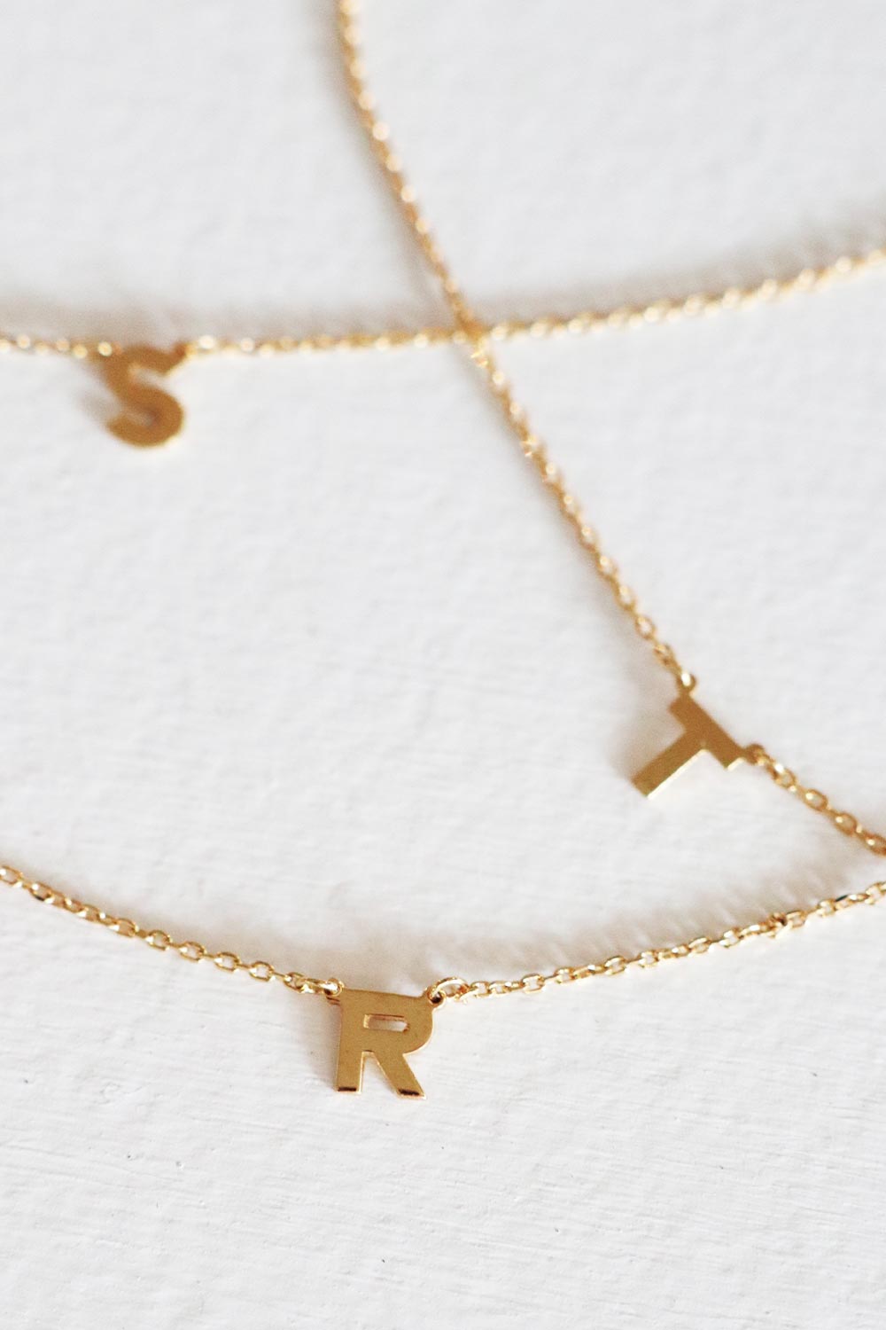 Initial Letter Necklace Gold