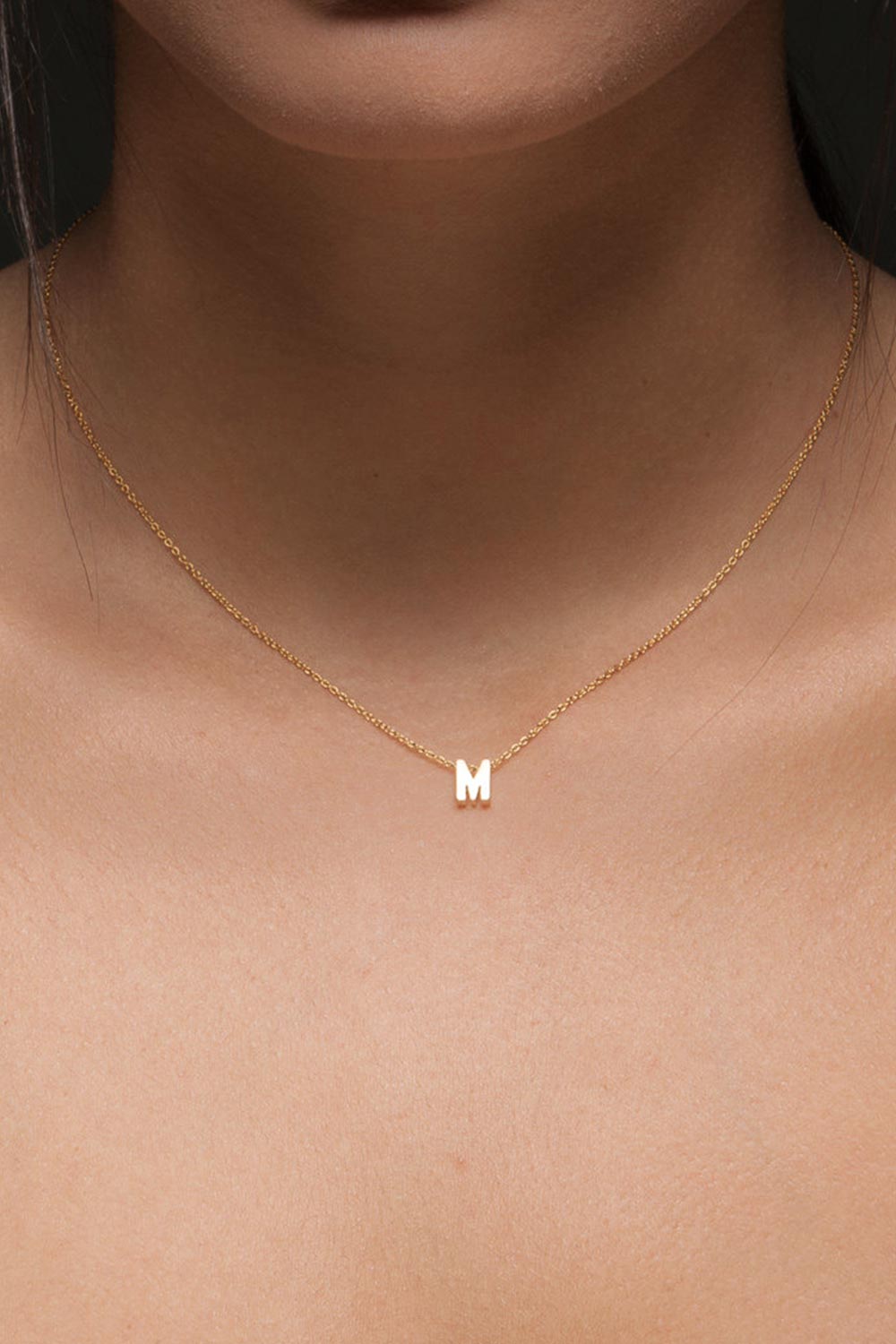 Initial Letter Necklace Gold